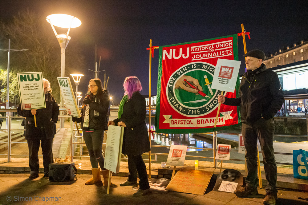 NUJ members read out the names of 71 journalists confirmed killed in Israel, Lebanon and Gaza