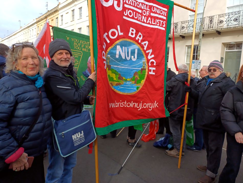 SWE NUJ members join around 5,000 other trade unionists on the streets of Cheltenham. Photo © Kate Pearce